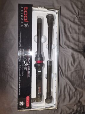 ToolScience Black Ceramic Curling Wand with Interchangeable Barrels
